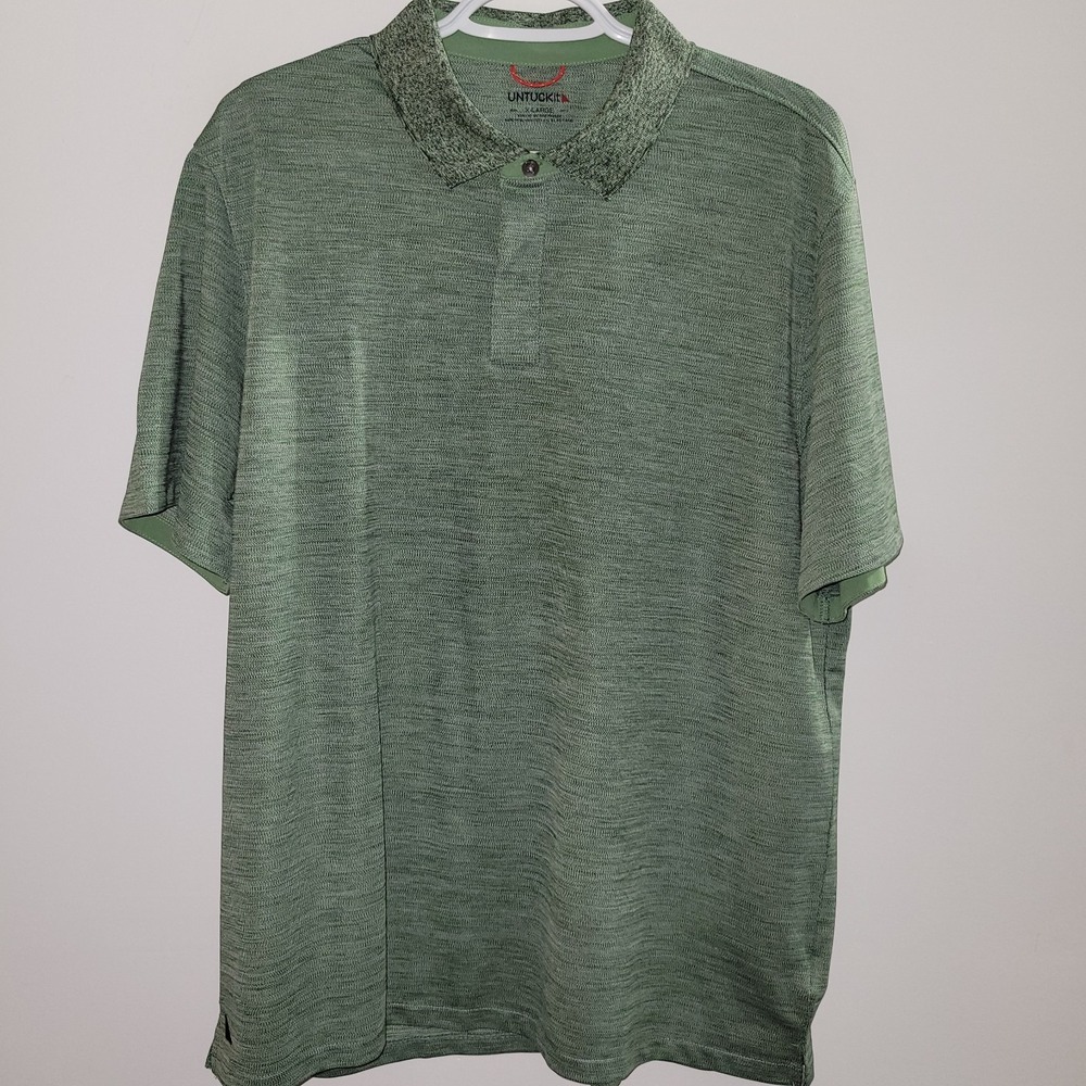 Untuckit Hannifer Performance Polo Shirt Men's Size XL Green Polyester Spandex